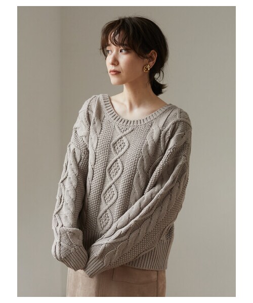 Green Parks(グリーンパークス)の「・RAY CASSIN アランガラバックリボンニット(トップス・アイボリー/ブラック/グレーベージュ・F)」の8枚目の写真