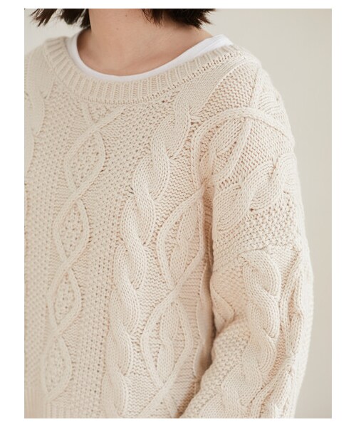 Green Parks(グリーンパークス)の「・RAY CASSIN アランガラバックリボンニット(トップス・アイボリー/ブラック/グレーベージュ・F)」の4枚目の写真