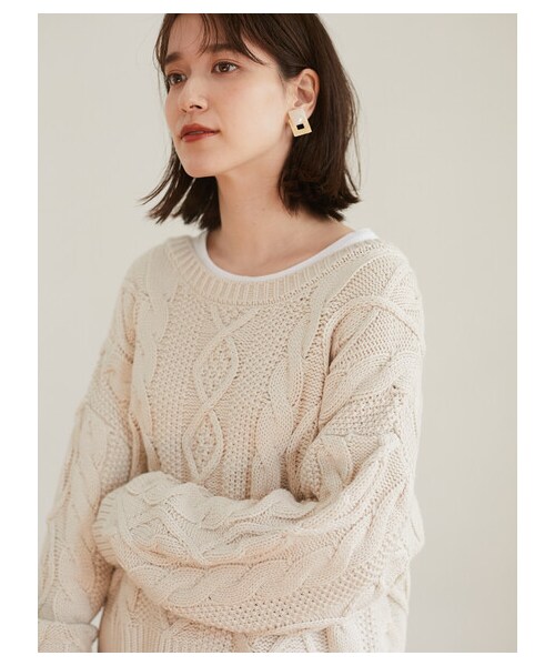 Green Parks(グリーンパークス)の「・RAY CASSIN アランガラバックリボンニット(トップス・アイボリー/ブラック/グレーベージュ・F)」の3枚目の写真