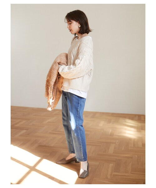 Green Parks(グリーンパークス)の「・RAY CASSIN アランガラバックリボンニット(トップス・アイボリー/ブラック/グレーベージュ・F)」の6枚目の写真