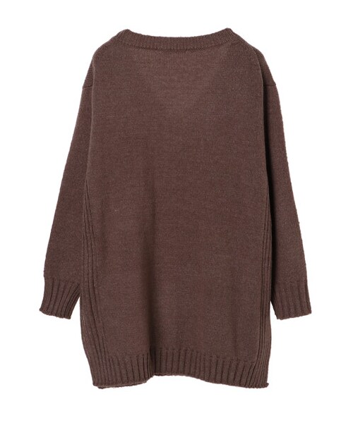 Green　Parks（グリーンパークス）の「サイドリブスリットVニットチュニック（トップス・アイボリー/グレー/ブラック/ブラウン/ブルーグリーン・F）」の18枚目の写真