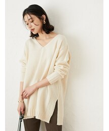 Green　Parks | サイドリブスリットVニットチュニック(トップス)