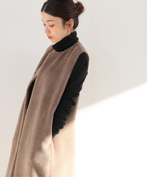 極美品♪】 LOEFFロエフ アルパカウール ロングベスト ジレ シャギー