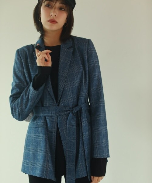 Ezick（エジック）の「チェックジャケット（ジャケット/アウター・ブラック/ブルー）」の2枚目の写真