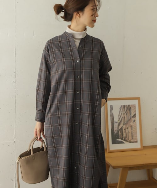 URBAN RESEARCH DOORS - 【新品】アーバンリサーチドアーズ　チェックスタンドシャツワンピース URBAN RESEARCH DOORS（アーバンリサーチドアーズ）の「チェック