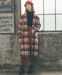 美品　agnes b. アニエスベー ウールチェックコート 美品 agnes b. アニエスベー ウールチェックコート 2025年最新