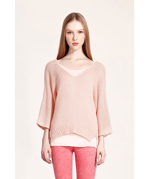 ORENDA（オレンダ）の「很好搭的鏤空垂墜感針織罩衫（トップス・レディース・粉橘/黃/藍/水藍/黑・F）」の4枚目の写真