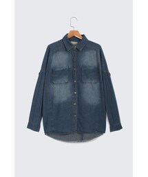 ORENDA | 反摺袖扣環牛仔襯衫(トップス)