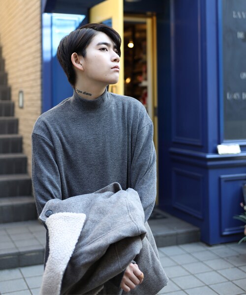 BOYSHE（ボーイシー）の「高密度ニット  ハイネックプルオーバー　チャコールグレー【2 size】（ニット/セーター・レディース・その他）」の3枚目の写真