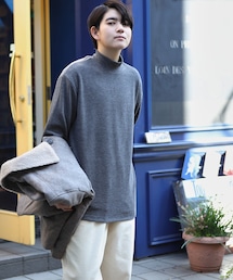 BOYSHE | 高密度ニット  ハイネックプルオーバー　チャコールグレー【2 size】(ニット/セーター)