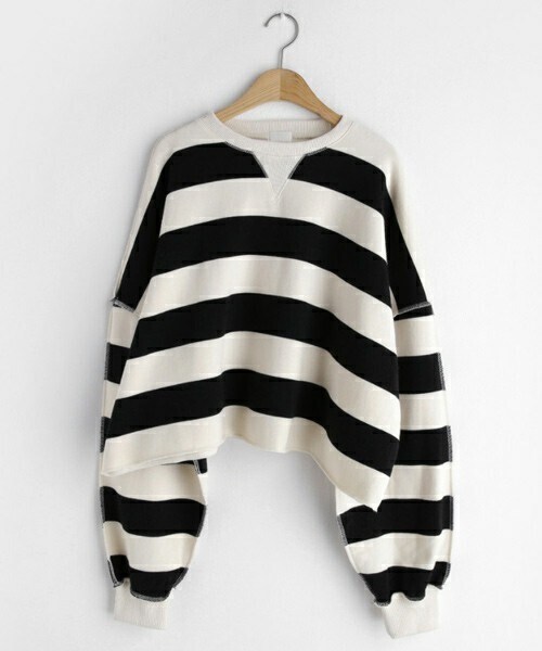 DHOLIC(ディーホリック)の「裏起毛ボーダースウェット(スウェット・レディース・グレー/ブラック/グリーン・FREE)」の2枚目の写真