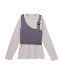 GRL（グレイル）の「アシンメトリーデザインベストXロンＴセット（Tシャツ/カットソー）」