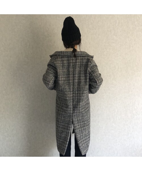 copine（コピン）の「【近日再入荷決定！】バックスリットデザイン！グレンチェック柄チェスターコート（チェスターコート・レディース・その他）」の14枚目の写真