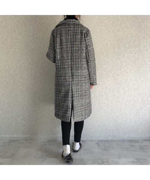 copine（コピン）の「【近日再入荷決定！】バックスリットデザイン！グレンチェック柄チェスターコート（チェスターコート・レディース・その他）」の5枚目の写真