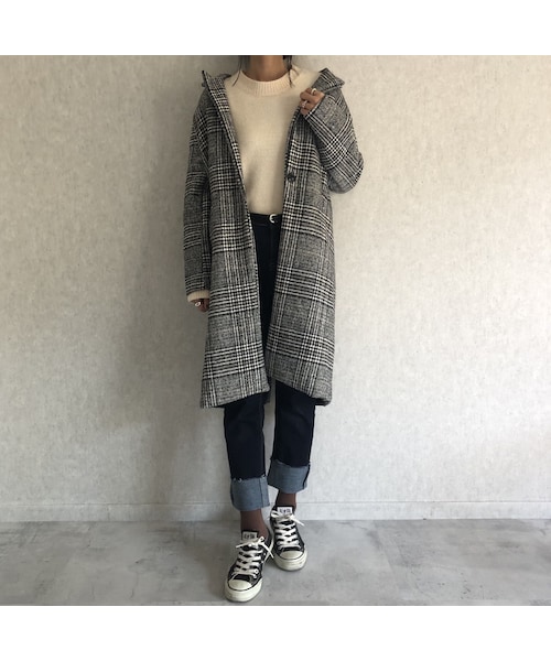 copine（コピン）の「【近日再入荷決定！】バックスリットデザイン！グレンチェック柄チェスターコート（チェスターコート・レディース・その他）」の10枚目の写真