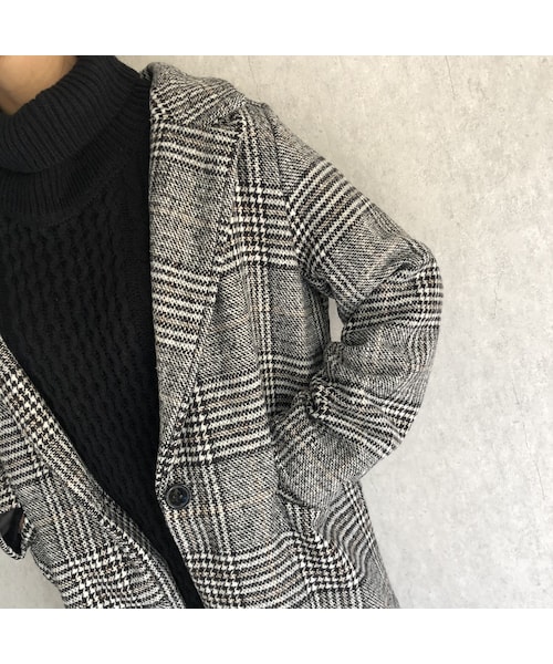 copine（コピン）の「【近日再入荷決定！】バックスリットデザイン！グレンチェック柄チェスターコート（チェスターコート・レディース・その他）」の9枚目の写真