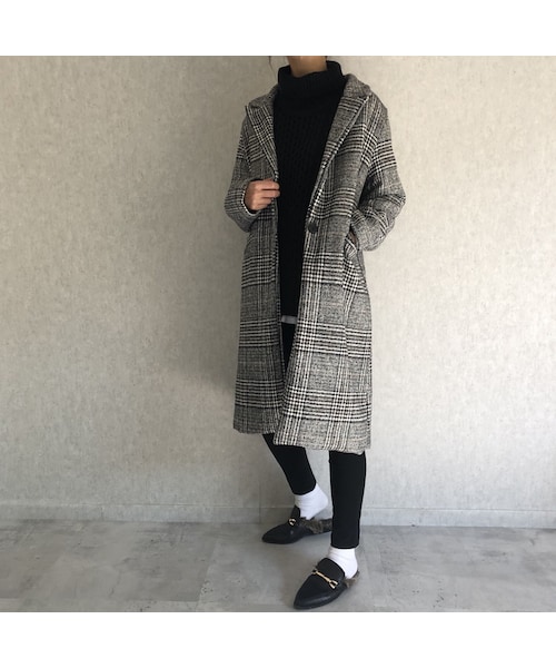 copine（コピン）の「【近日再入荷決定！】バックスリットデザイン！グレンチェック柄チェスターコート（チェスターコート・レディース・その他）」の6枚目の写真