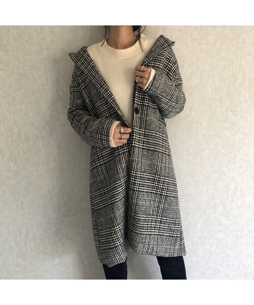 copine（コピン）の「【近日再入荷決定！】バックスリットデザイン！グレンチェック柄チェスターコート（チェスターコート・レディース・その他）」の12枚目の写真