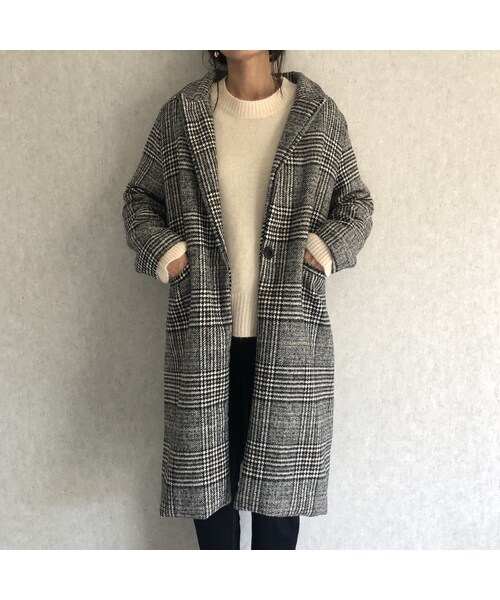 copine（コピン）の「【近日再入荷決定！】バックスリットデザイン！グレンチェック柄チェスターコート（チェスターコート・レディース・その他）」の11枚目の写真