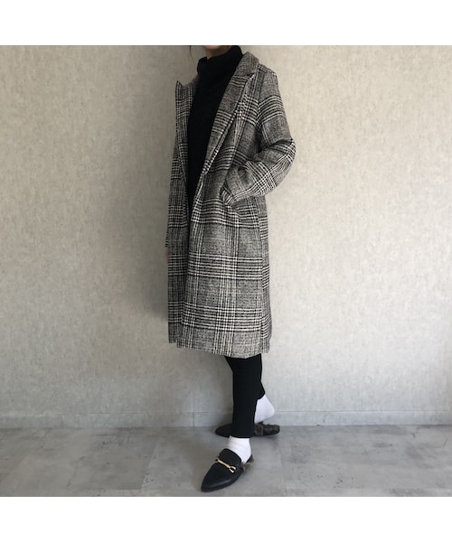 copine（コピン）の「【近日再入荷決定！】バックスリットデザイン！グレンチェック柄チェスターコート（チェスターコート・レディース・その他）」の2枚目の写真