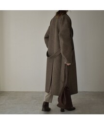 Lavish Gate ウールコート Lavish Gate ノーカラーウールトレンチコート ロング丈 日本製 カーキ