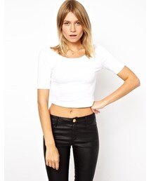 asos | ASOS Crop Top with Half Sleeve and Scoop Back(Tシャツ/カットソー)