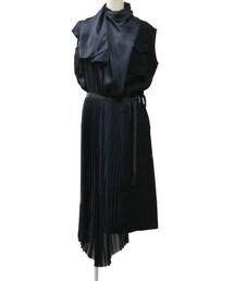 sacai（サカイ） ソリッドサテンドレス（ネイビーxブラック/サイズ