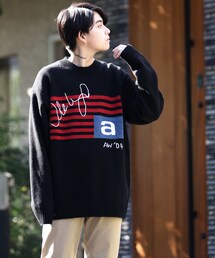 BOYSHE | 星条旗ラムウールクルーネックニット　ブラック(ニット/セーター)