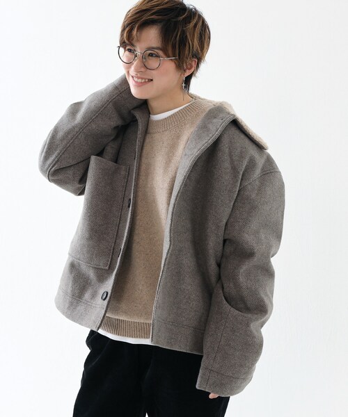 BOYSHE（ボーイシー）の「フリースカラーブルゾンジャケット（ブルゾン・レディース・その他）」の4枚目の写真