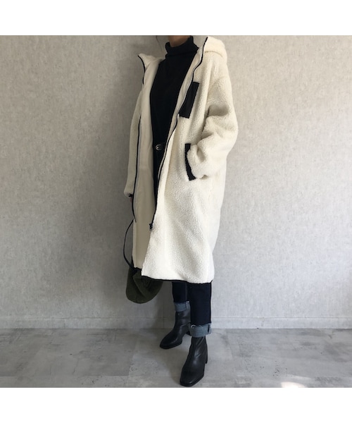 copine(コピン)の「大人カジュアル!ボアフードロングコート(その他アウター・レディース・その他)」の1枚目の写真