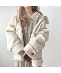 merrylatte | パイピングボアムートンジャケット(ブルゾン)