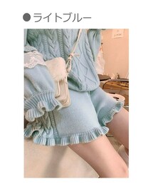 Bobon21 | ラフ可愛いメロウフリルニットショーパン-全２色-(スウェットパンツ)