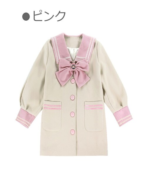 Bobon21（ボボンニジュウイチ）の「スリム見せHラインセーラーコート-全２色-（ダッフルコート・レディース・ブルー/ピンク・S/M/L）」の2枚目の写真
