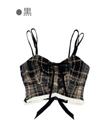Bobon21 | チェック柄ミニ丈キャミトップス-全2色-(キャミソール)