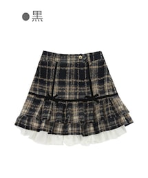 Bobon21 | チェック柄裾フレアミニ丈スカパン-全2色-(スカート)