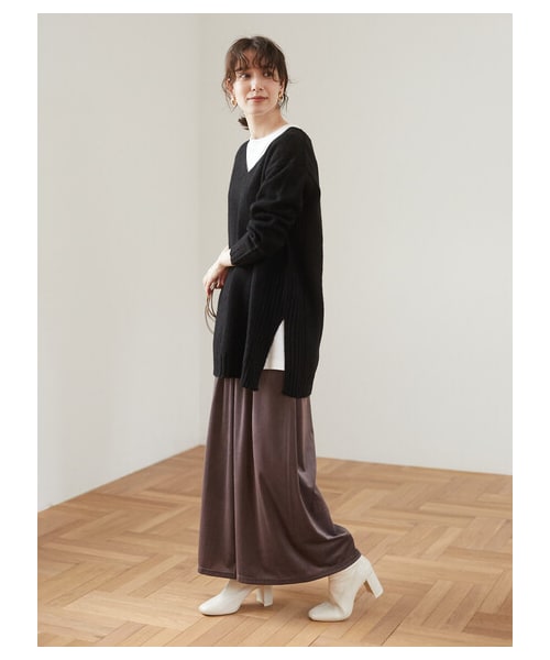 Green Parks(グリーンパークス)の「・RAY CASSIN ベロアコールワイドパンツ(パンツ・ブラック/グレーベージュ/グリーン/ブルー・F)」の4枚目の写真