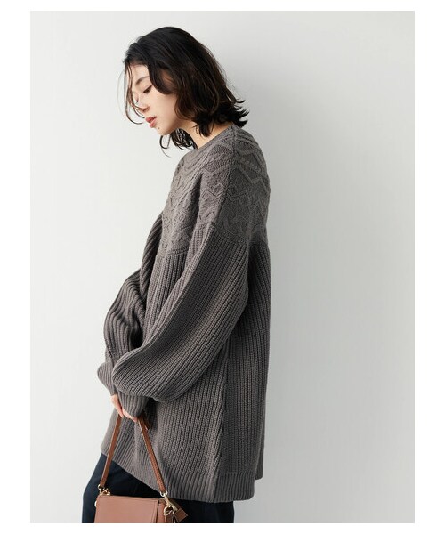 Green　Parks（グリーンパークス）の「・SUGAR SPOON キュウシンアミプルオーバー（トップス・アイボリー/ベージュ/グレーベージュ・F）」の2枚目の写真