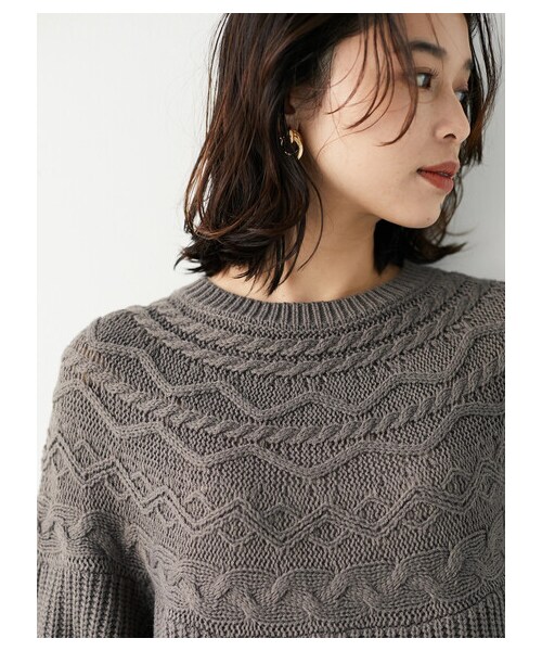 Green　Parks（グリーンパークス）の「・SUGAR SPOON キュウシンアミプルオーバー（トップス・アイボリー/ベージュ/グレーベージュ・F）」の4枚目の写真