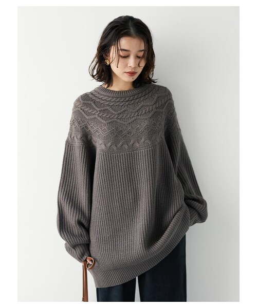 Green　Parks（グリーンパークス）の「・SUGAR SPOON キュウシンアミプルオーバー（トップス・アイボリー/ベージュ/グレーベージュ・F）」の19枚目の写真