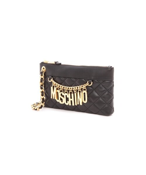 MOSCHINO（モスキーノ）の「Moschino Leather Clutch（クラッチバッグ・Black・One Size）」の2枚目の写真