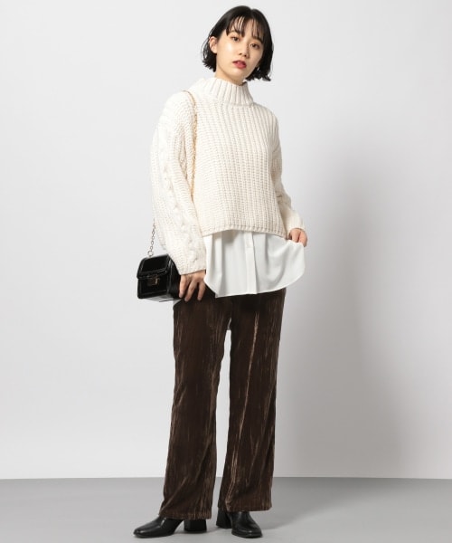 PAGEBOY（ページボーイ）の「【WEB先行予約】クラッシュベロアルーズパンツ（パンツ・レディース・ブラック/グレージュ/ダークブラウン・F）」の7枚目の写真