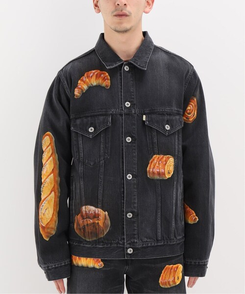 WISM（ウィズム）の「FOOD HAND-PAINTED DENIM JACKET（ジャケット/アウター・ブラック/M/残り1点/L）」の3枚目の写真