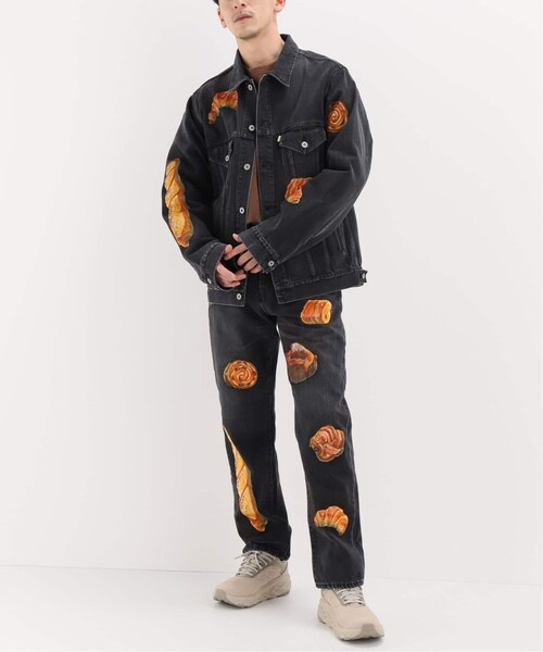 WISM（ウィズム）の「FOOD HAND-PAINTED DENIM JACKET（ジャケット/アウター・ブラック/M/残り1点/L）」の2枚目の写真