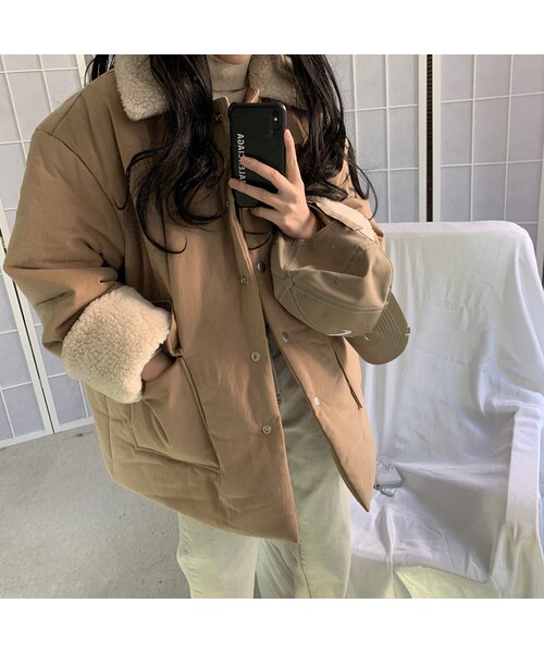 no brand（ノーブランド）の「ボアブルゾン ラムウール 防寒 襟ボア 袖