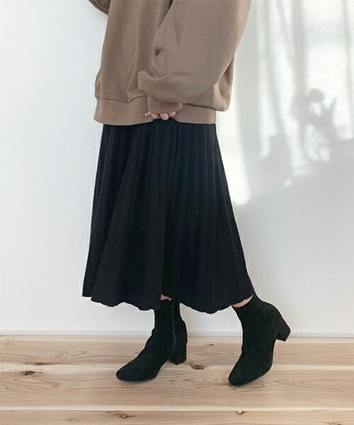 chocomee（チョコミー）の「ニットプリーツスカート（スカート・レディース・ホワイト/ベージュ/ブラック・FREE）」の2枚目の写真