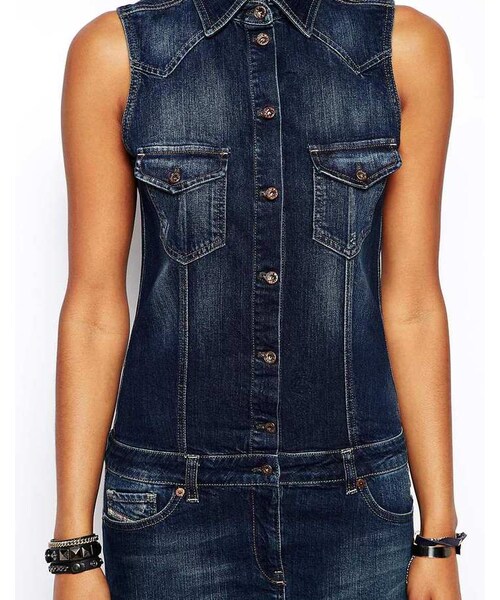 DIESEL（ディーゼル）の「Diesel Denim Mini Dress（ワンピース・blue・L-UK 14/XS-UK 8）」の2枚目の写真