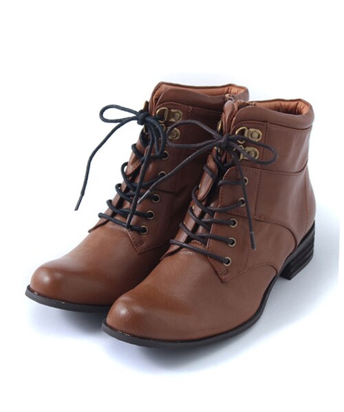 PAGEBOY(ページボーイ)の「リブ付きレースアップショートブーツ(シューズ・レディース・グレー/ブラック/ブラウン/キャメル・M/L)」の4枚目の写真