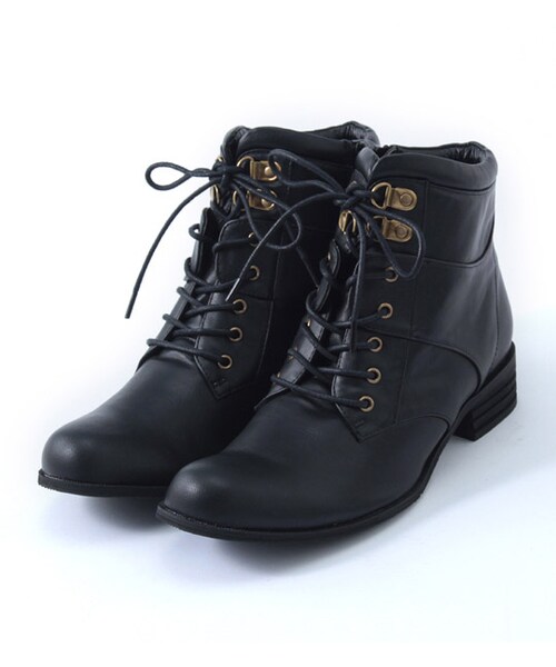 PAGEBOY(ページボーイ)の「リブ付きレースアップショートブーツ(シューズ・レディース・グレー/ブラック/ブラウン/キャメル・M/L)」の2枚目の写真