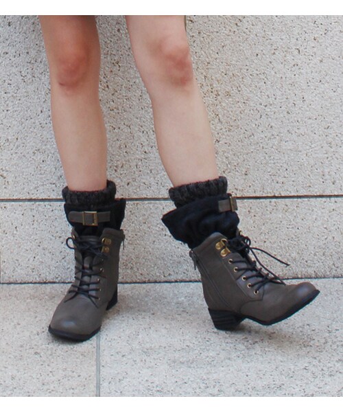 PAGEBOY(ページボーイ)の「リブ付きレースアップショートブーツ(シューズ・レディース・グレー/ブラック/ブラウン/キャメル・M/L)」の5枚目の写真
