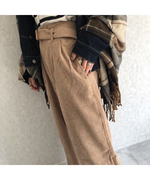 copine(コピン)の「ベルト取り外し可能!ハイライズタック入りソフトコーデュロイワイドパンツ(その他パンツ・レディース・その他)」の14枚目の写真
